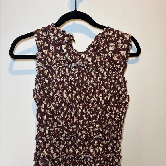 Madewell Sleeveless Floral Maxi Dress in Brown and Cream - Picture 5 of 6